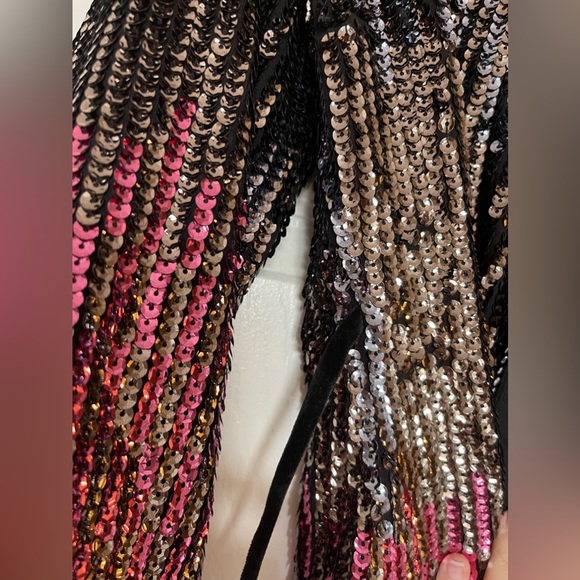 NEW Topshop ombré sequin wrap dress long sleeve - Picture 9 of 10